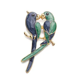 Double parrots - elegant brooch