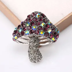 Mushroom with colorful crystals - broochBrooches