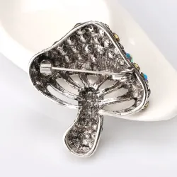 Mushroom with colorful crystals - broochBrooches
