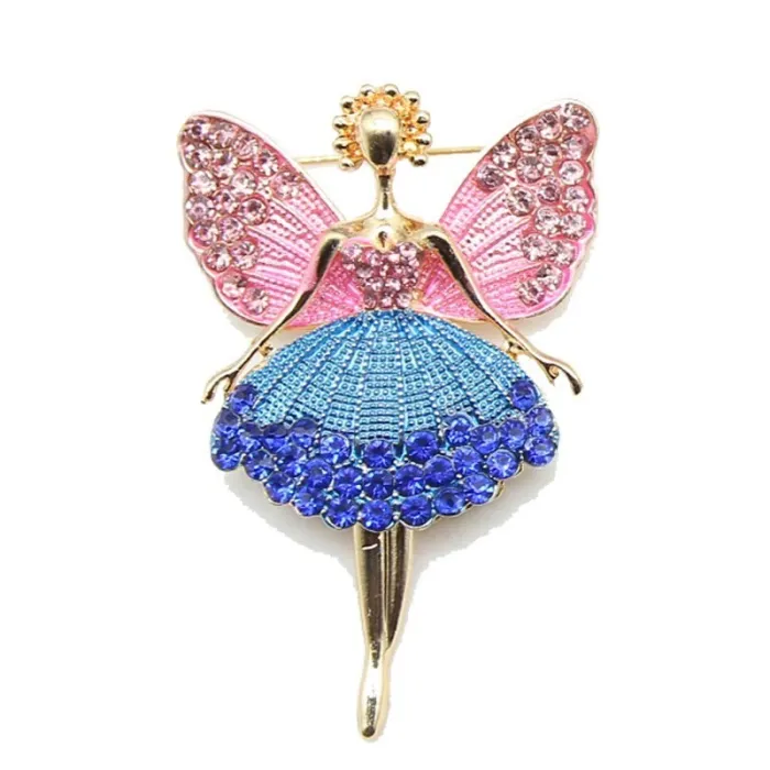 Crystal flying angel - brooch