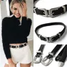 Vintage design double buckle leather belt