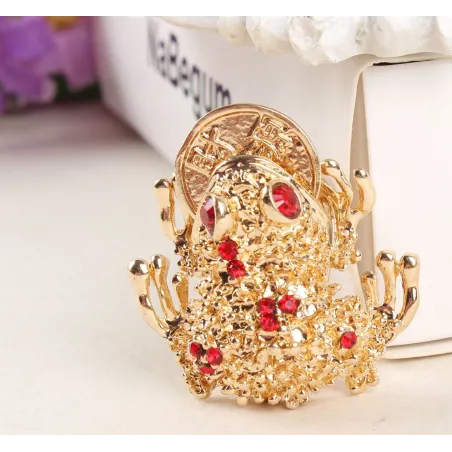 Crystal lucky frog with coin - keychain