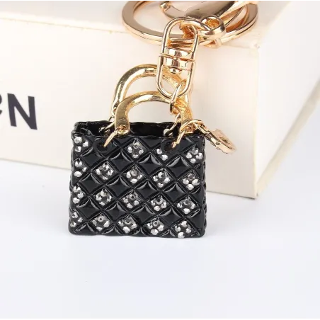 Crystal black handbag - keychain