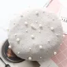 Elegant wool beret with pearls - hat