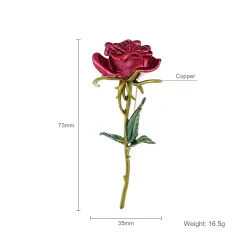 Elegant brooch with a red rose