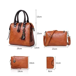 Elegant leather handbag - 4 pieces set