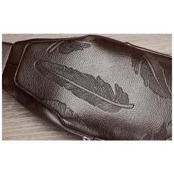 Fashionable crossbody leather bag with leaves patternBags