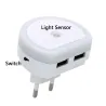 Dual USB port charger with LED night light - light sensorChargers