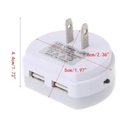 Dual USB port charger with LED night light - light sensorChargers